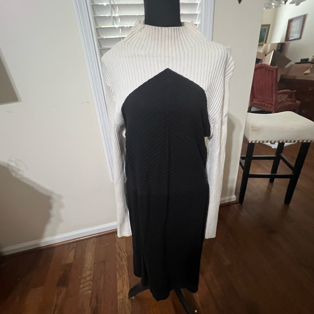 Ann Taylor Black and Cream Sweater Dress